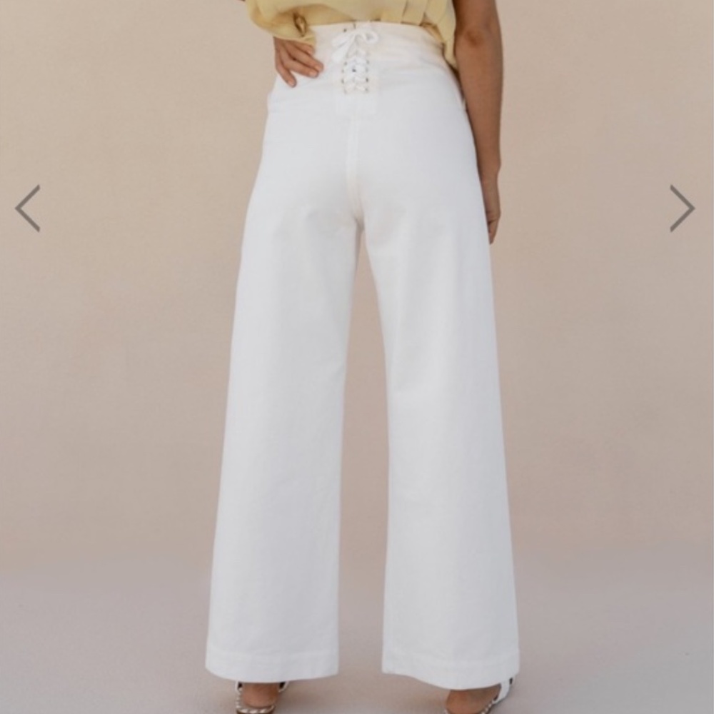 POSSE 100% Cotton Lace Up Wide Leg Pants